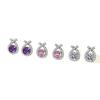 French High-End Geometric Zircon Stud Earrings Set - Elegant and Versatile for Daily Wear