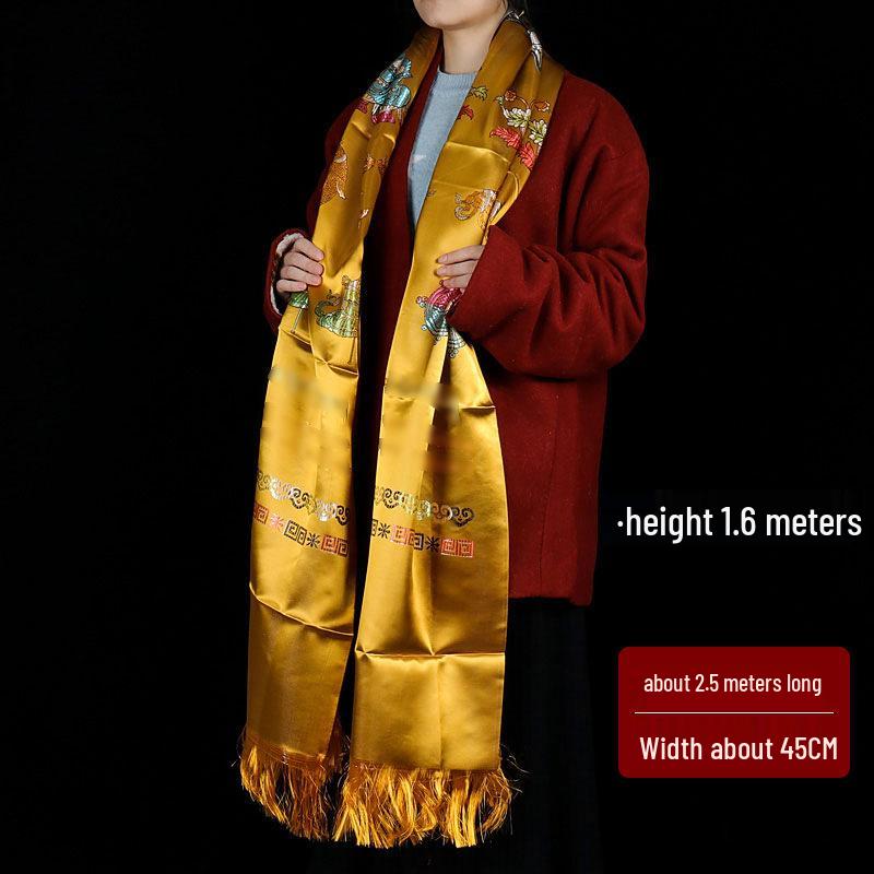 Embroidered Tibetan Silk Hada Jewelry Gift, 2.5m X 45cm