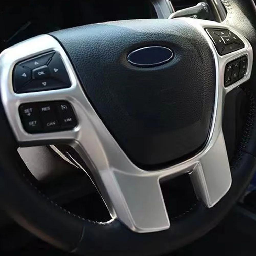 1Pcs Carbon Fiber Car Steering Wheel Panel Frame Cover Trim Sticker Accessories for Ford Everest Ranger Endeavour 2015