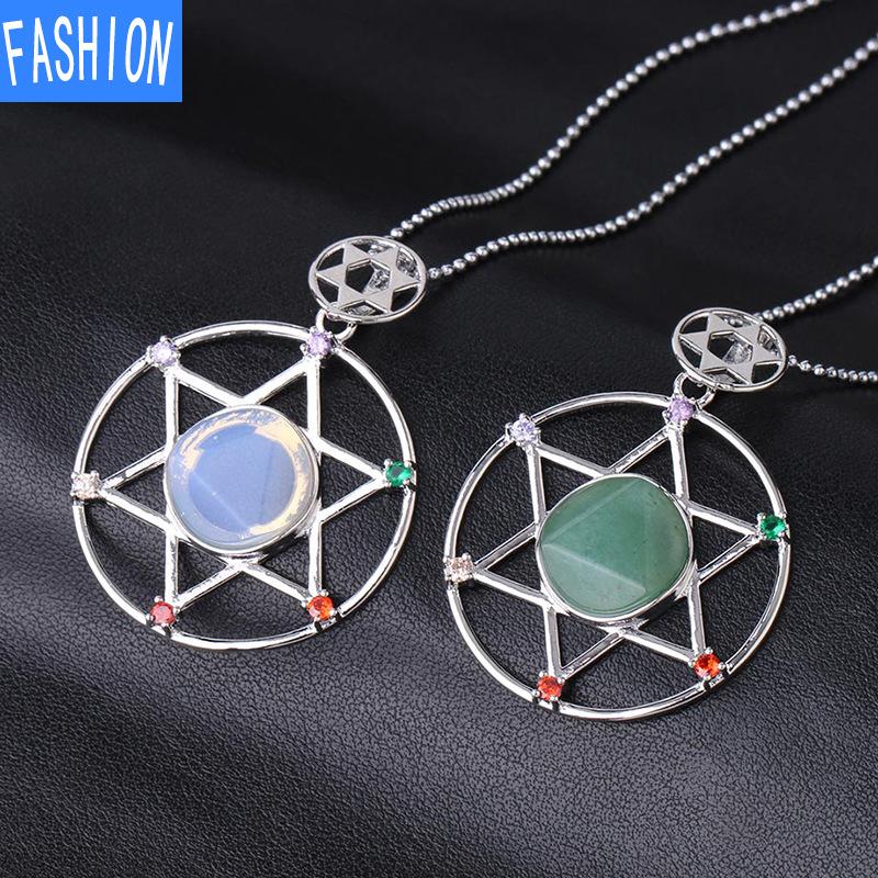 Yönlü Kristal Taş David'in Yıldızı David'in Kalkanı Altı Sivri Yıldız Çift Katmanlı Elmas Kolye Kolye Erkekler Ve Kadınlar Için