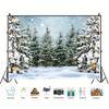 Rustic Snow Forest Christmas Backdrop Winter Wonderland Scene for Photography, Party Decor  Photo Booth Props