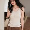 2025 Summer New Linen Button Vest Skin-friendly Inner Bottoming Shirt Women