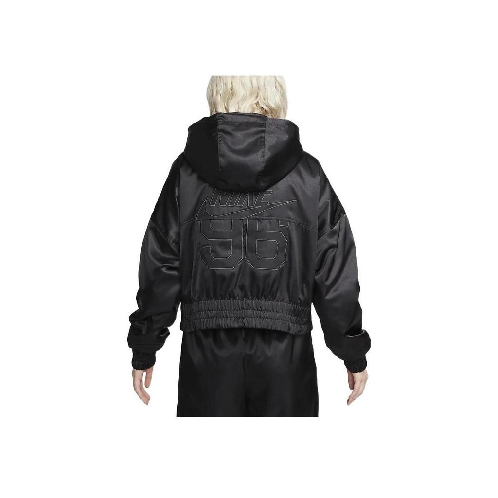 Nike Printed Letter Hooded Long-Sleeve Jacket Women Jackets Black DV8083-010