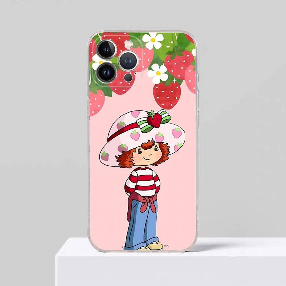 S-Strawberry S-Shortcake For iPhone 11 12 13 14 15 16 17 Pro Max Plus Air Transparent Clear Shockproof Case