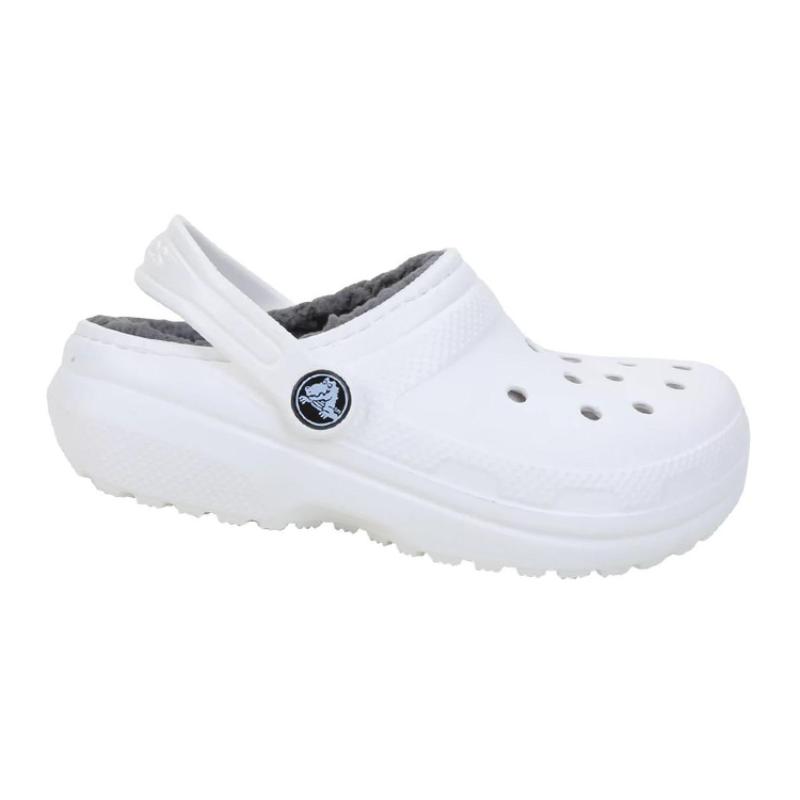 Crocs Classic Lined Casual & Comfortable Warm Kids' Slippers White Grey Kids' Style