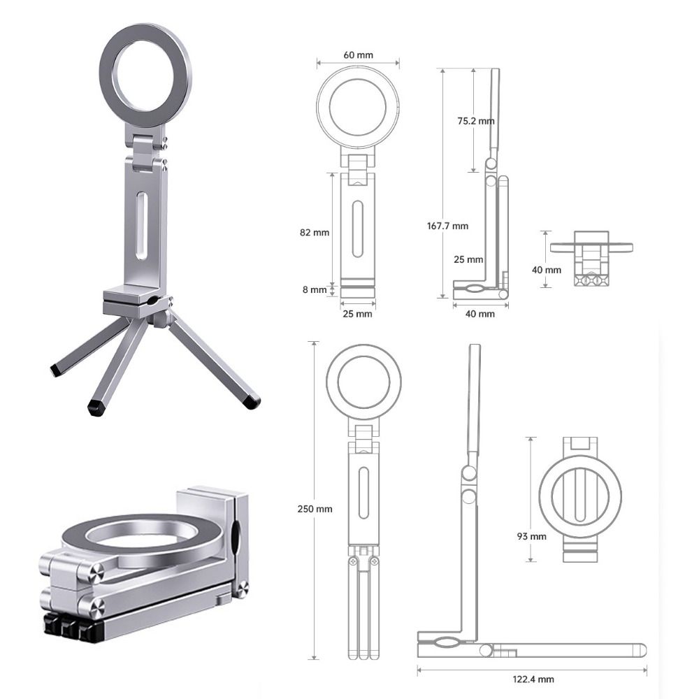Strong Adsorption Phone Tripod Angle Adjustable Phone Handle Creative Magnetic Phone Holder  Vlog