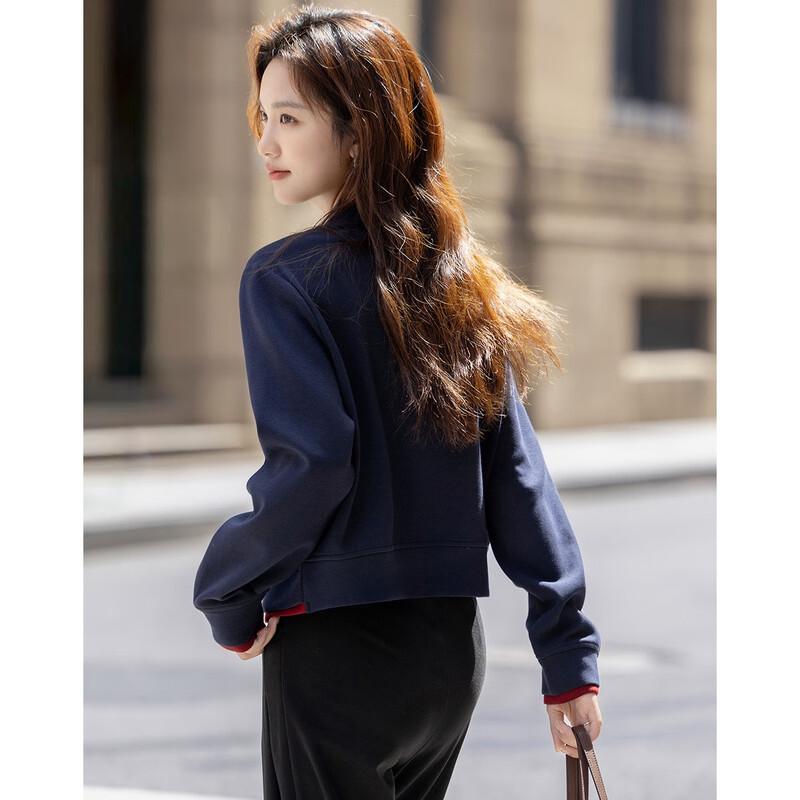 Demana Women's Colorblock Faux Two-Piece Stand-Collar Sweatshirt