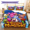 My Singing Monsters Pattern Bedding,Quilt Set Quilt Cover Pillowcase Home Birthday Gift (1 * Duvet Cover + 2 * Pillowcase, Without Core)