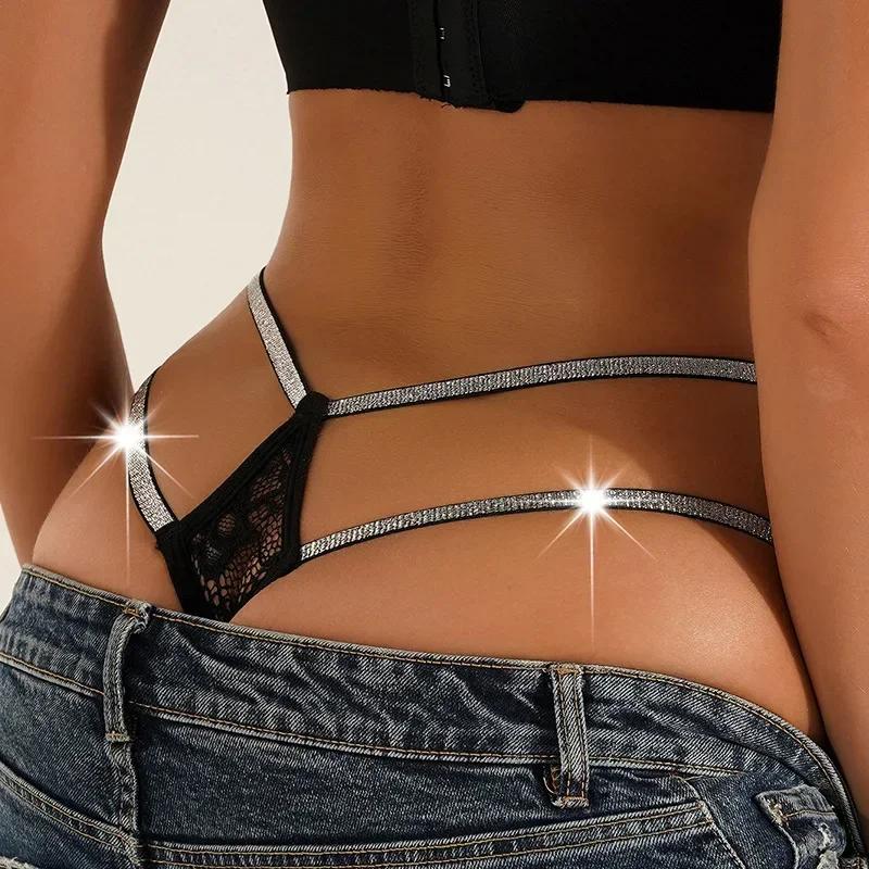 Low Waist Sexy Lace Transparent Panties Fine Women Double Strap Thong Sexy Lingerie Breath G-string Underwear Sensual Tangas