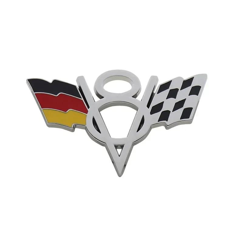 American Flag V8 V 8 Italy UK Germany US National Flag for Fender Trunk Rear Bonnet Nameplate Decal Emblem Badge Sticker