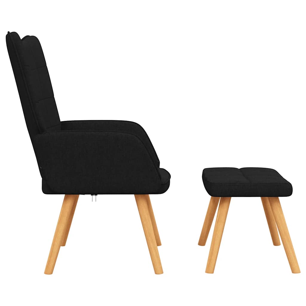 Relax Chair with Footstool Black Fabric