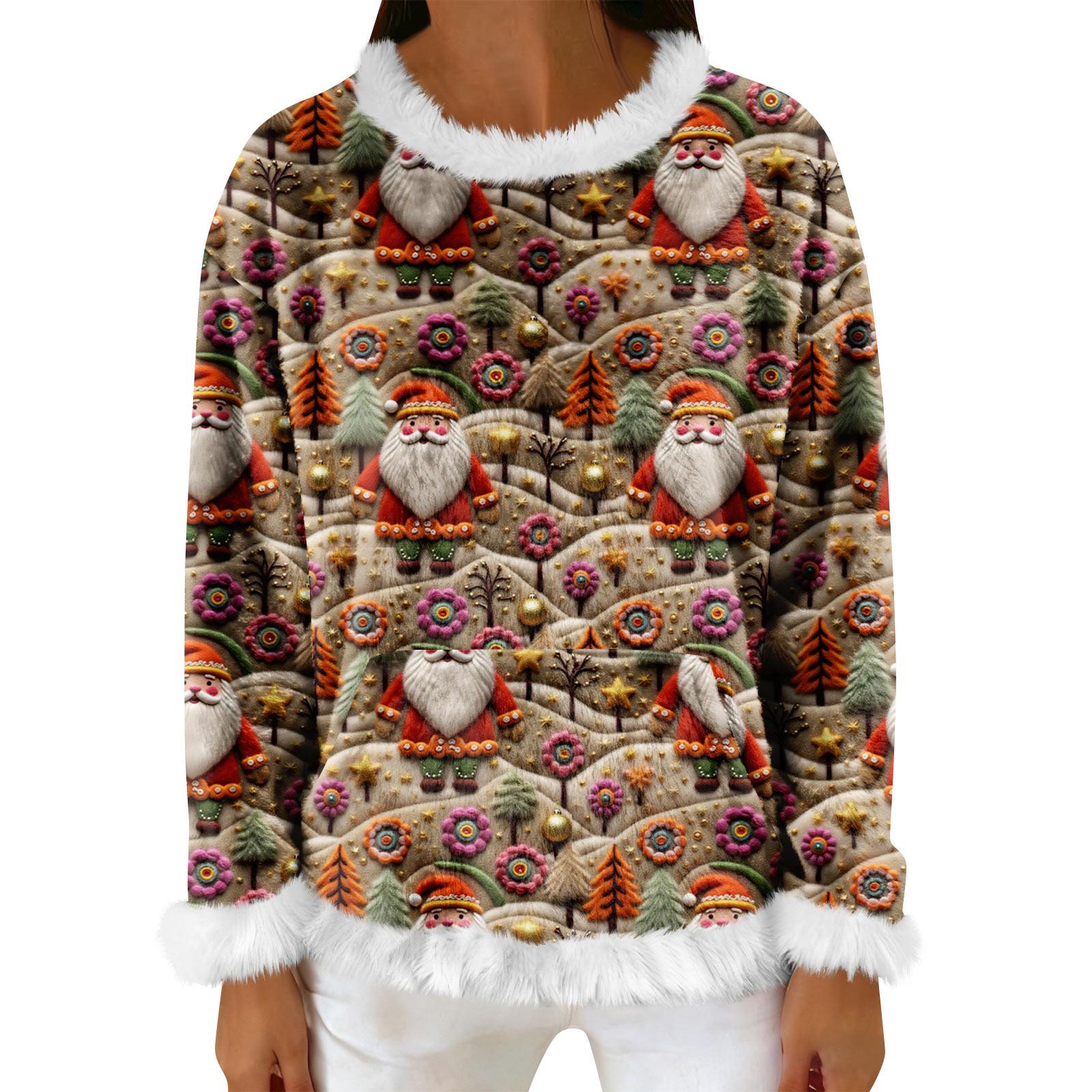 

Women s Casual Fleece Sweatshirt Long-Sleeve Round Neck Casual Comfortable Loose-Fit Lightweight Women s Flannel Sweatshirt L