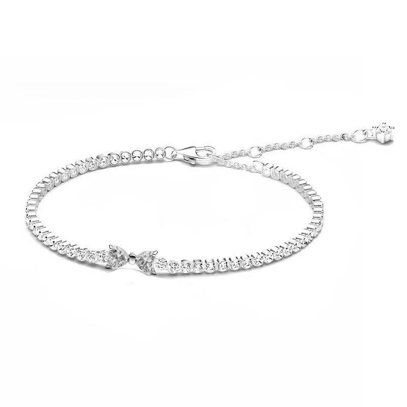 Fashion Hot Selling Waterproof 18K PVD Gold Stainless Steel 5A Zircon Bow Bracelet for Women