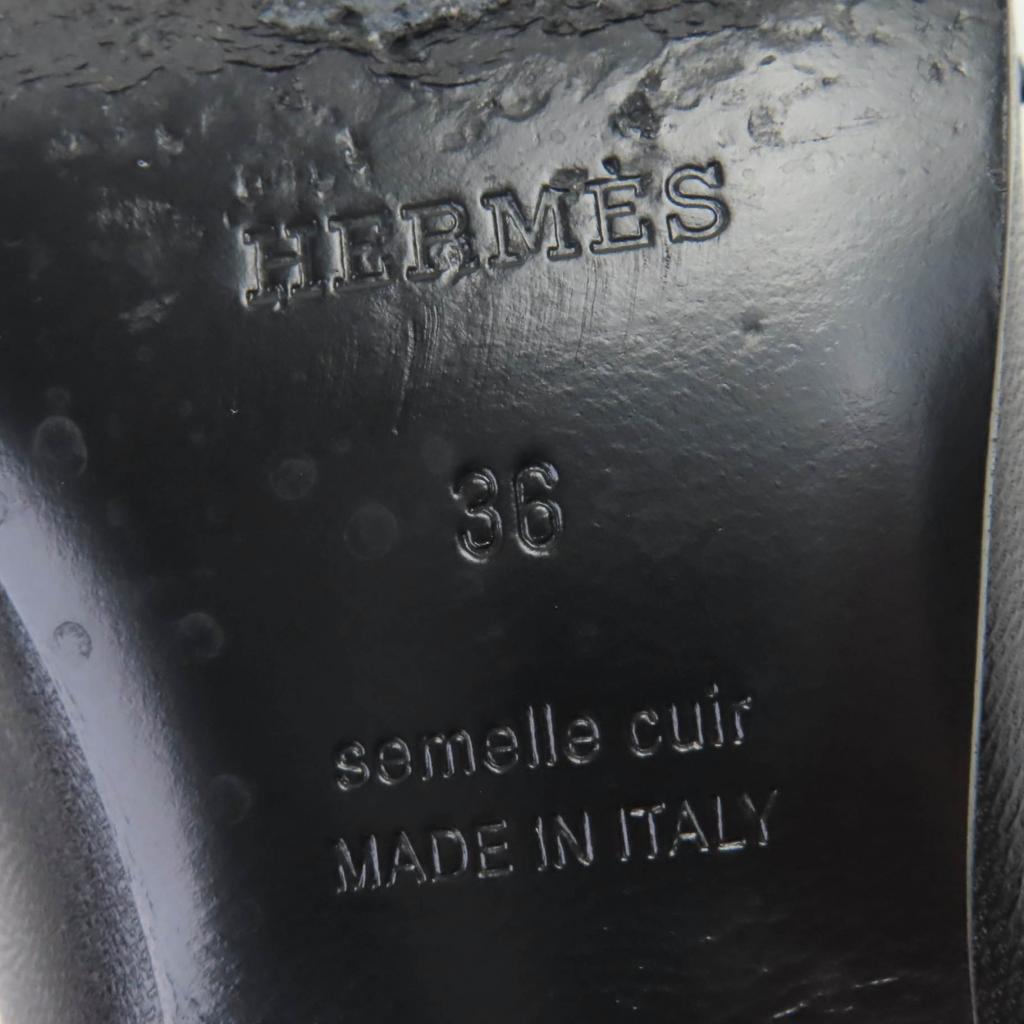 Hermes Pumps Anfini Strap Slingback Leather Black Leather Women 36 Used