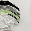 Korean Children's Side Stripe Cotton Sweatshirt & Pants Set for Boys and Girls - Autumn/Spring Casual Style