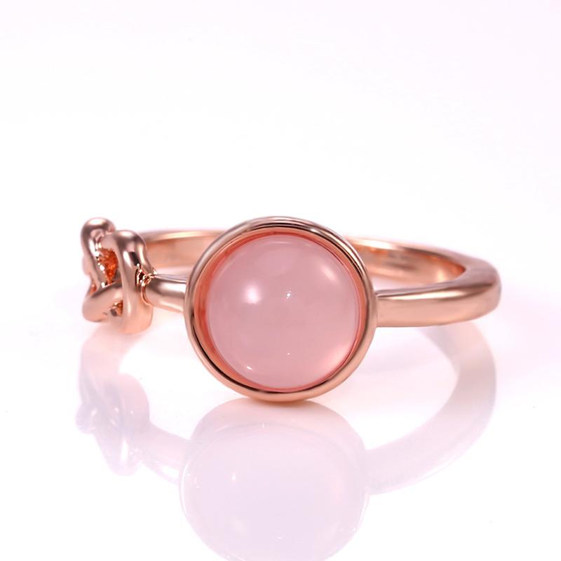 Neue Romantische Rose Gold Farbe Ring Frauen Solitaire Rosa Stein Prinzessin Party Finger Zubehör Mode Schmuck Ring Nettes Geschenk