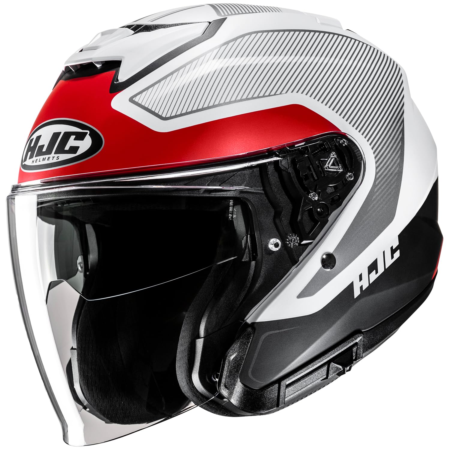 

HJC HELMETS Motorcycle Jet Helmet, Open Face, with Built-in Sun Visor and Detachable Ventilation, for i31, Tevis, HJH275 RED (MC1SF), Size L (58-59cm)