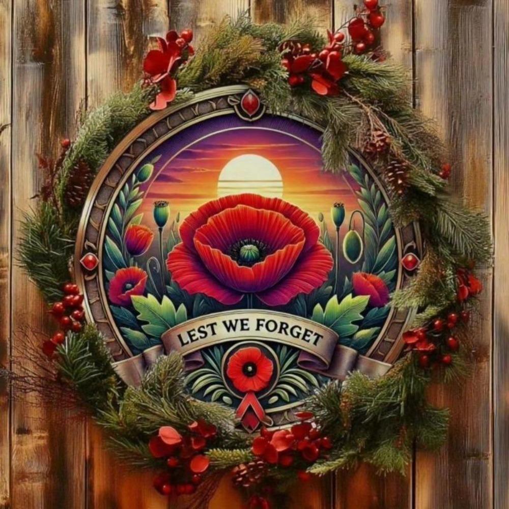 Memorial Aluminum Poppy Metal Sign Indoor Outdoor Wall Decor