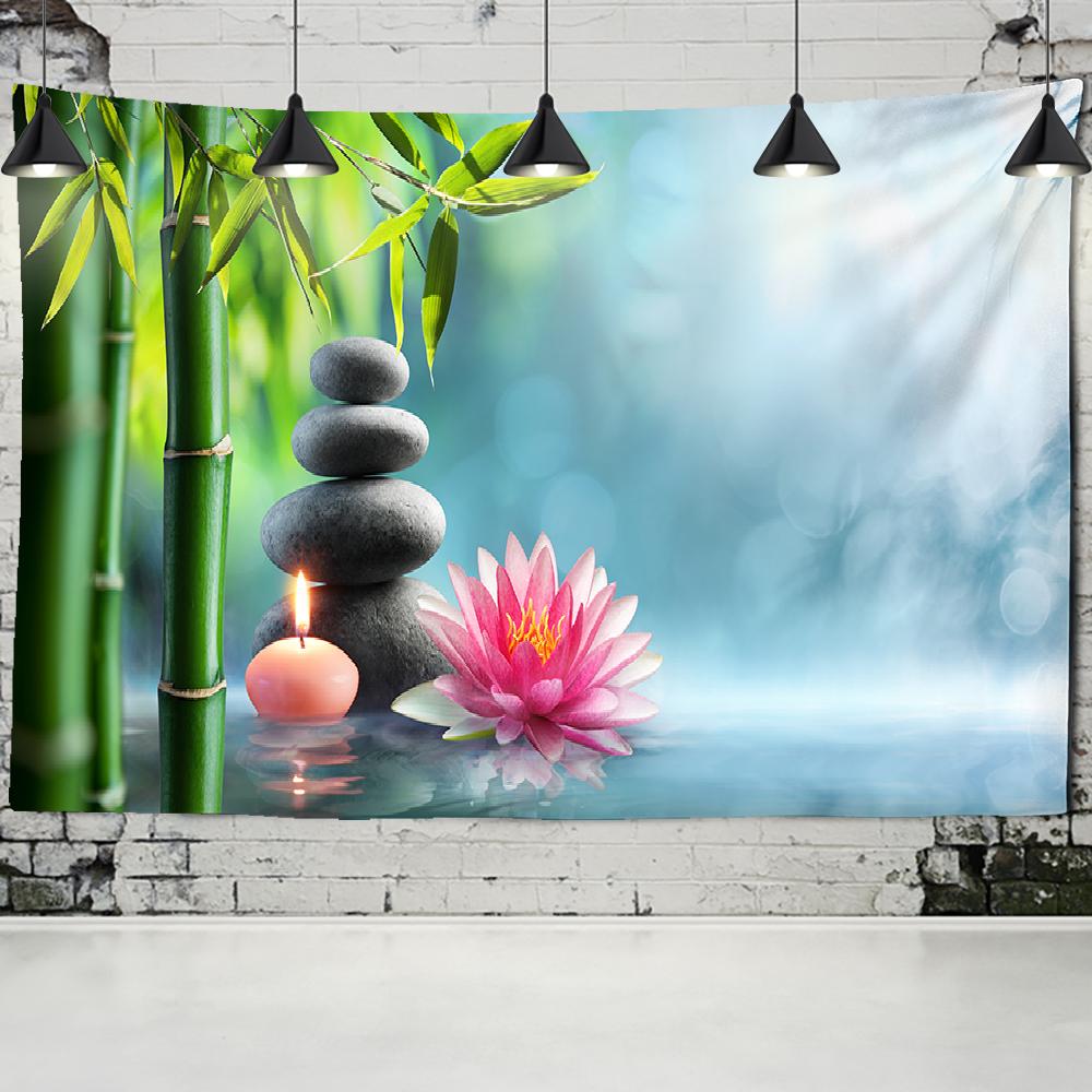Wall Tapestry, Zen Garden, Massage Stone and Water Lily Beach Towel Throw Blanket Picnic Yoga Mat Family Outfit