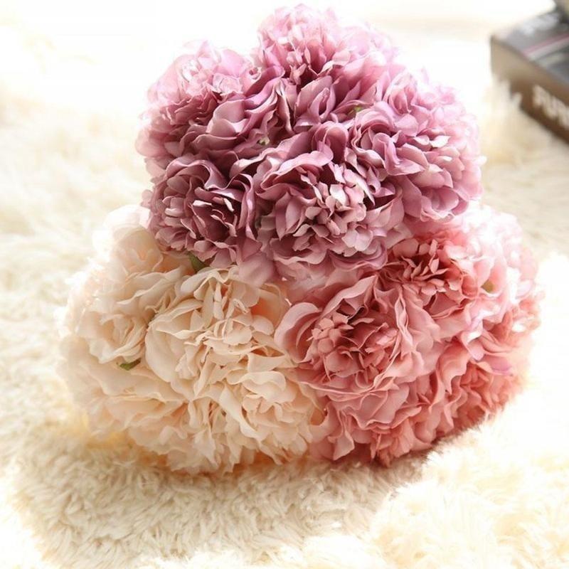 5tops / Bunch Simulation Peony Flower Bouquet To The Beam Simulation Flower Home Decoration Crafts W
