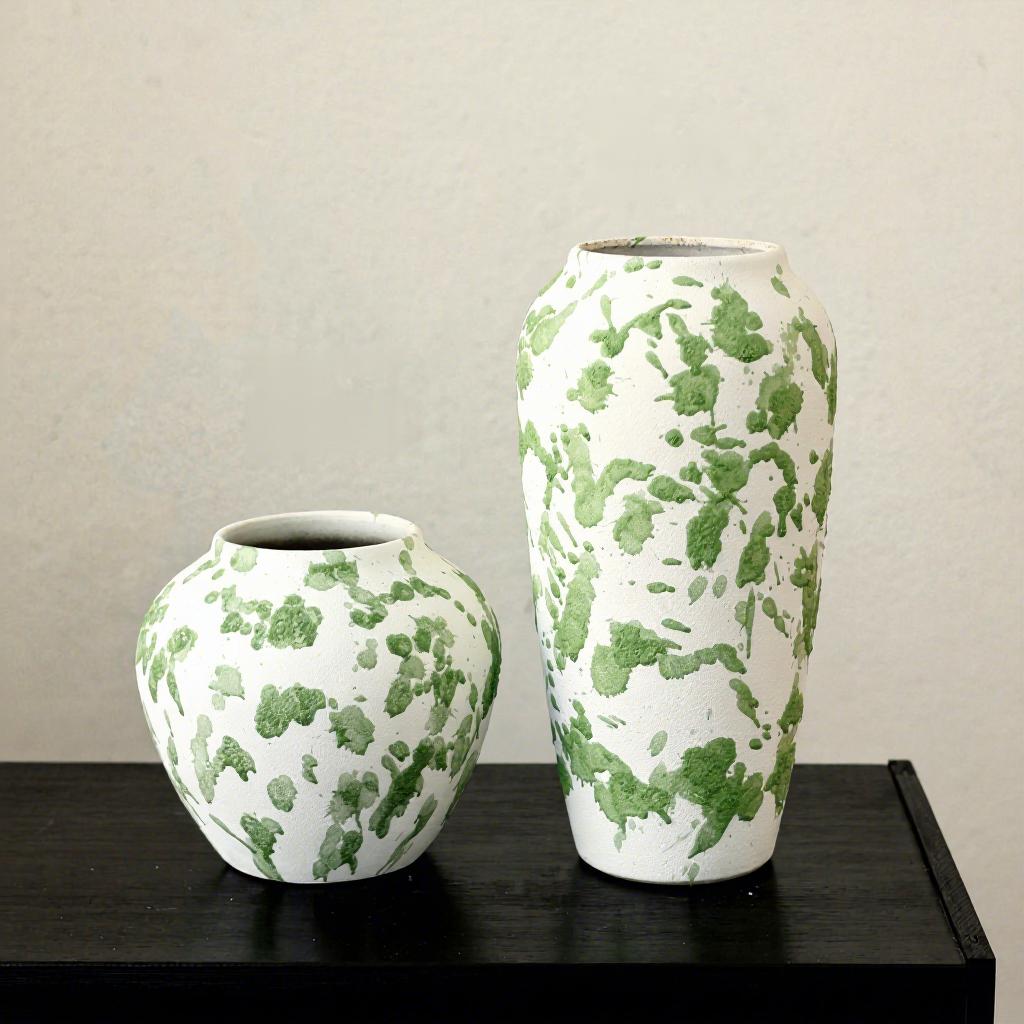 French Retro Wabi-Sabi Style High-End Ceramic Vase Jingdezhen Pot Living/Dining/Bedroom/Office Flower Arrangement Decor Dried