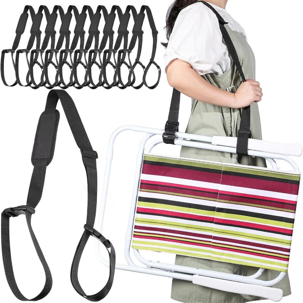 Black Adjustable Folding Bicycle Shoulder Strap Load Reducing Portable Beach Chair Storage Strap Non-Slip Nylon