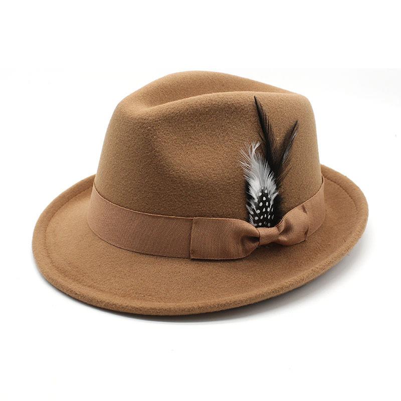 Cross-Border Amazon New Men'S Top Hat Feather Felt Hat Men'S Jazz Hat European And American High-End Hat Women