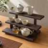 Freestanding Tiered Shelf with Three Shelves Compact for Tea Corner, Entryway