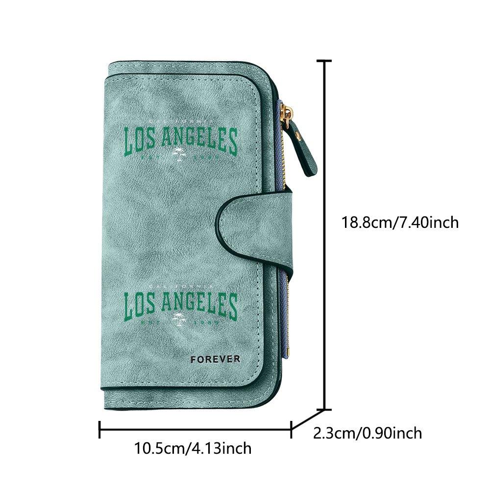 Los Angeles Palm Tree Long Zipper Wallet, Large Capacity Card Holder, Unisex Clutch Bag, Fashionable Zipper Coin Purse, Suitable for Daily Use, A