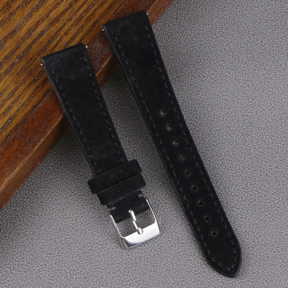 Genuine Suede Leather Watch Strap Vintage Brown Watch Band 18mm 20mm 22mm With Quick Release WatchBand Wristband Accessories