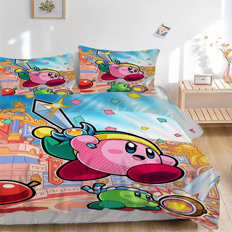3pcs Bedding Set Kirby Includes 1 Comforter + 2 Pillowcases, Without Pillow Inserts, Soft Comfortable, Lightweight Breathable, Printed Home