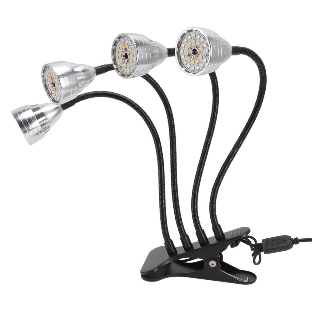 LED Grow Aluminium Alloy Light 4 Heads Bendable Adjustable USB Plant Light with Clip for Indoor