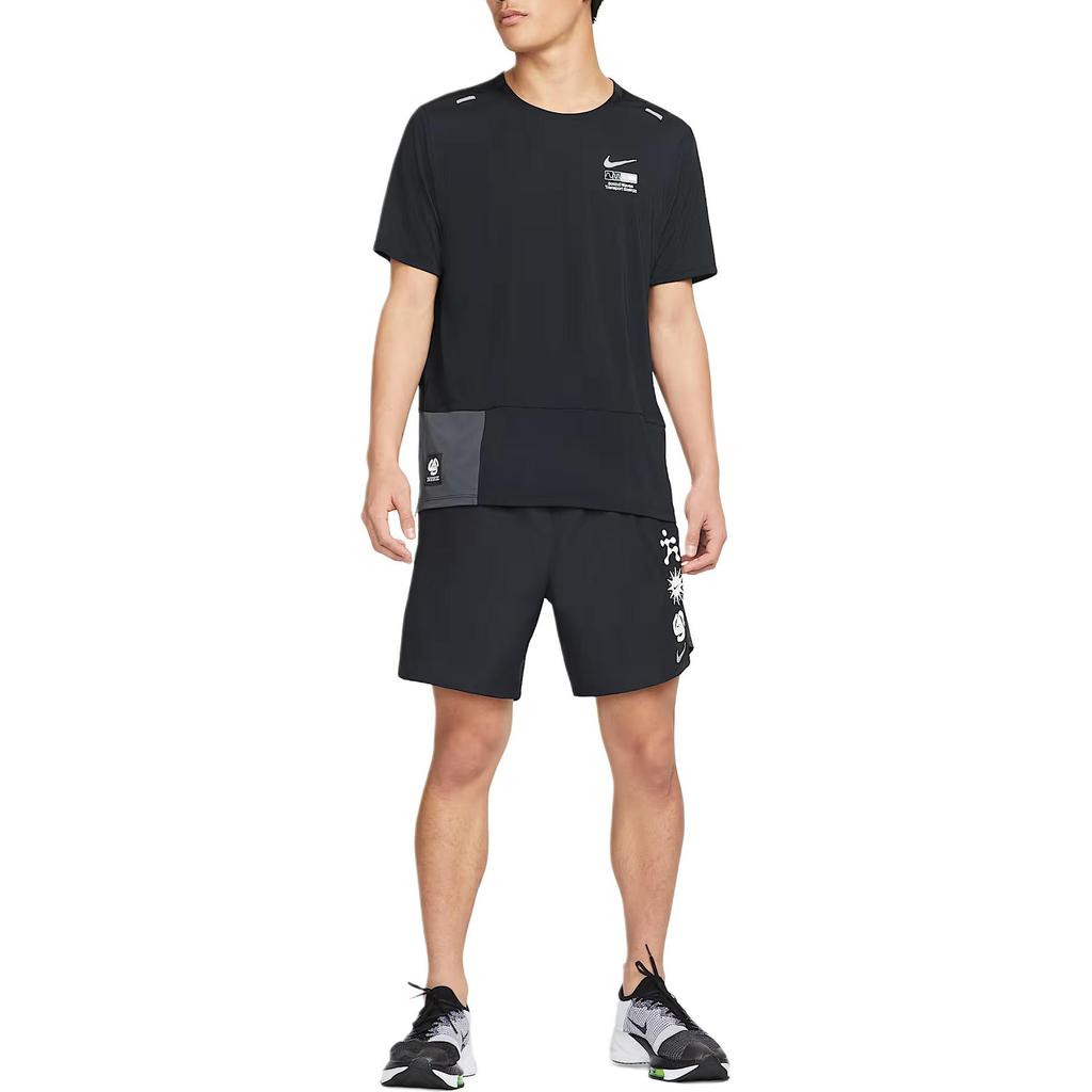 Nike Solid Color Back Letter Print Short Sleeve T-Shirt Men Tops Black DM4666-010