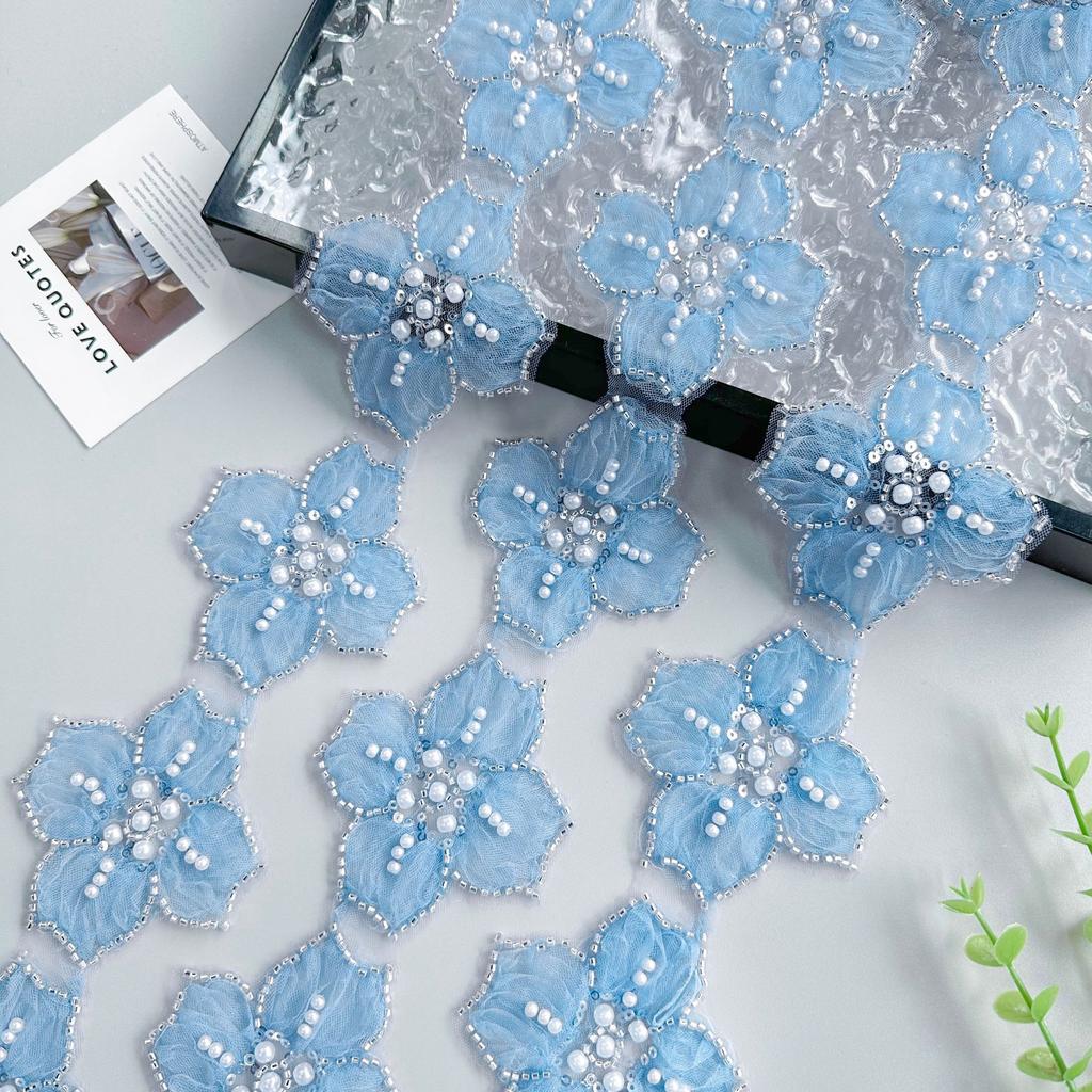 8Cm Multi-Color Bead Three-Dimensional Flower Lace Clothing Hair Accessories Dress Lolita Decorative Lace Accessories