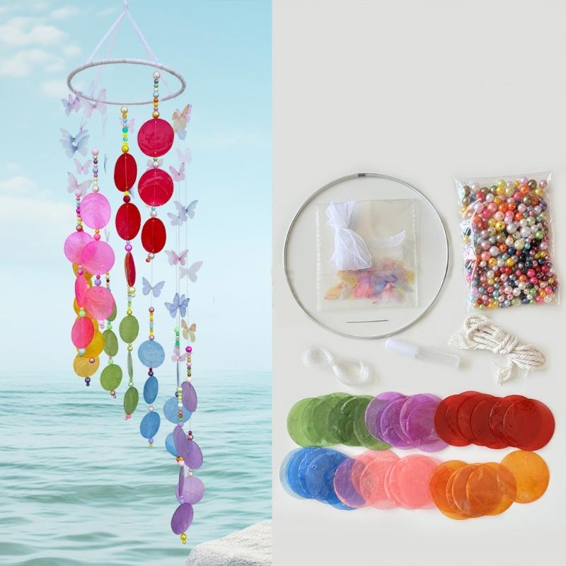 Colorful Butterfly Seashells WindChimes Materials , Colorful Home Decoration for Indoor and Outdoor Use