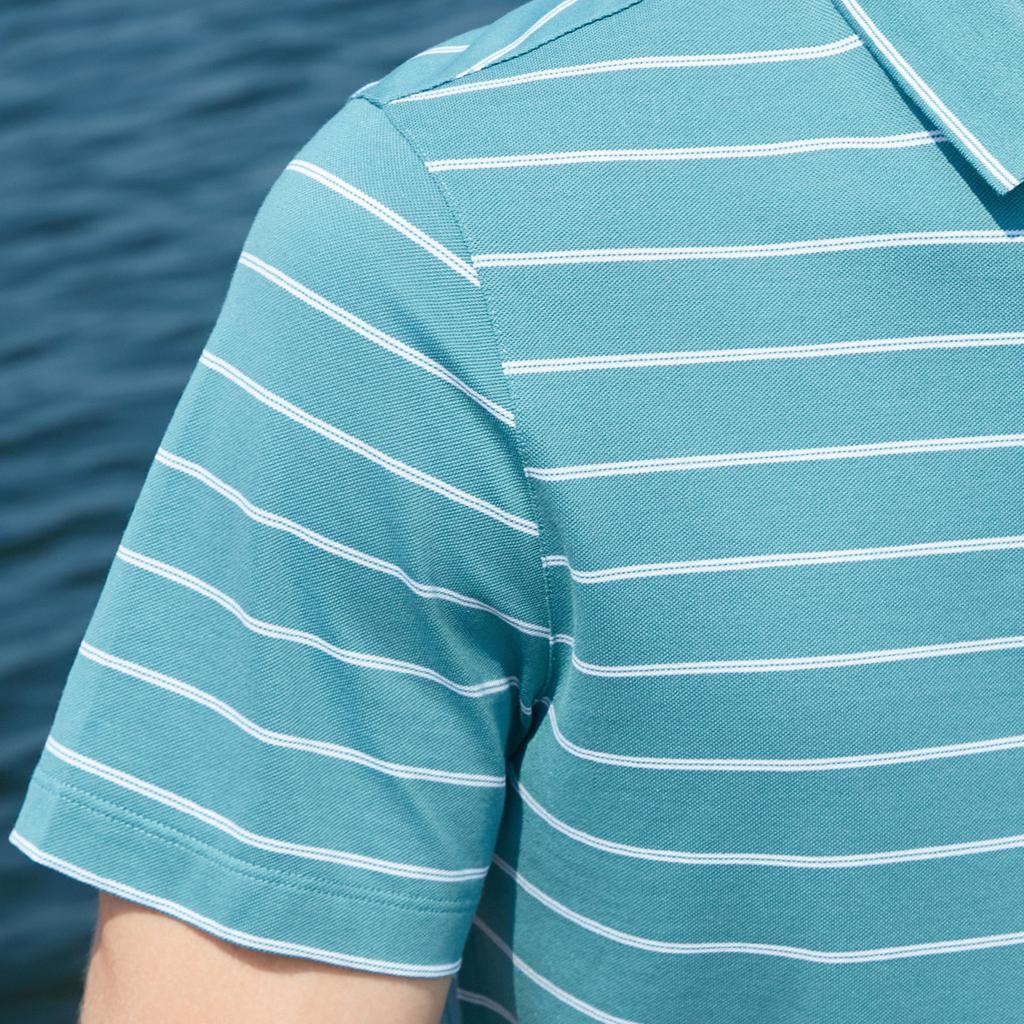13% Mulberry Silk & Long-staple Cotton Summer Striped Polo Shirt