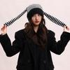 Korean Trendy Brand Cute Rabbit Ears Knitted Striped Pullover Wool Hat Female Y2k Shopping Fashion Warm Cold Hat