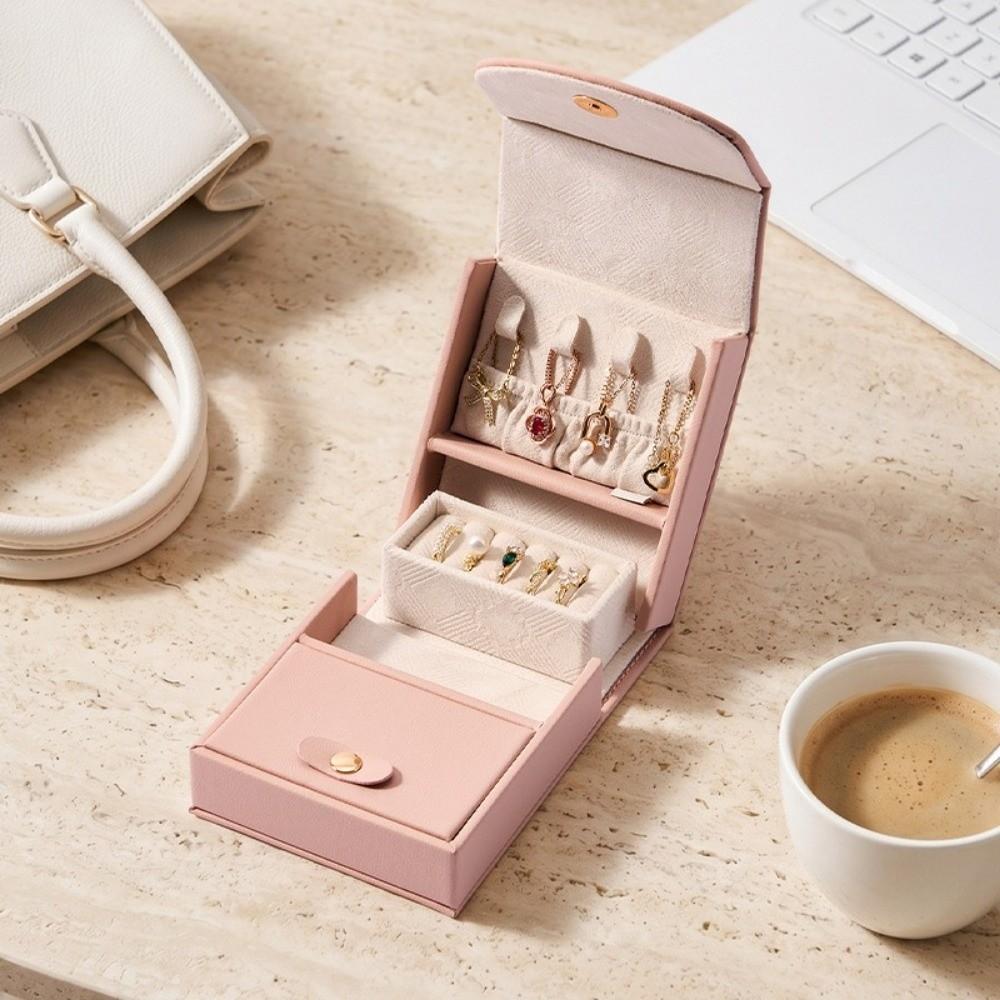 PU Jewelry Storage Box Large Capacity Necklace Organizer Light Luxury Jewelry Organizer Women