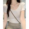 Summer new tight sexy short-sleeved T-shirt women's simple daily fashion versatile small short top