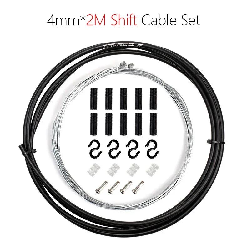 2m/2.5m Bike Brake Shift Cable Kit 4mm/5mm Housing Set for MTB Road Derailleur Complete Repair Solution Shift Black 4mm
