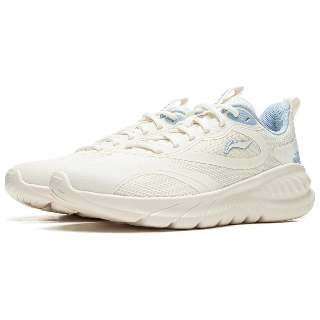 Li Ning Easy Flex Soft Shock Absorption Wear Resistant Breathable Rebound Low Top Running Shoes Women Running Shoes White Blue ARSU094-2