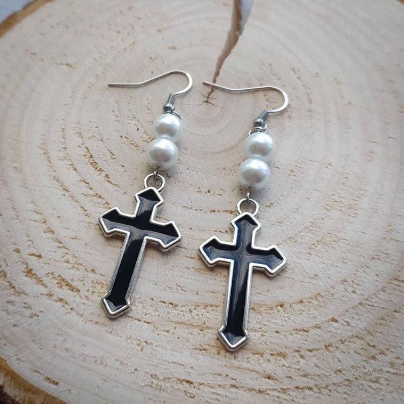 Gothic Men's Cross Earrings
