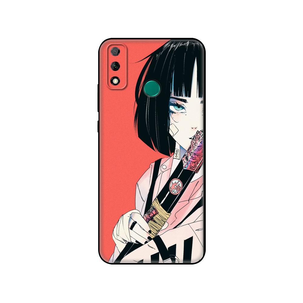 Černý TPU kryt pro Huawei Y9S Y6S Y8S Y5P Y7P Y8P Pouzdro pro Huawei Y5 lite Prime 2018 Y6 2019 Módní vintage umělecké dívčí vzor