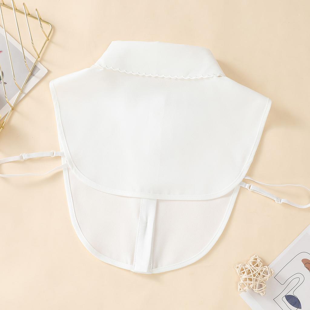 Women's White Fashionable Embroidered Collar, Chiffon Fake Collar, Small Grass, with Sweater, Base Shirt, Versatile, Detachable