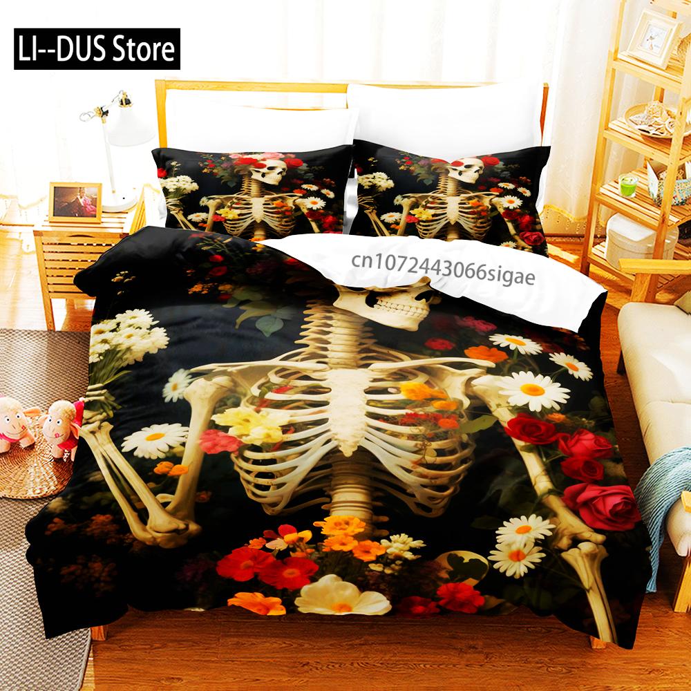 3/4ks Halloweenská ložní souprava s motivy dýní JackOLanterns, duchů, čarodějnických klobouků a lebek. Povlak na přikrývku zapálí ducha sezóny.