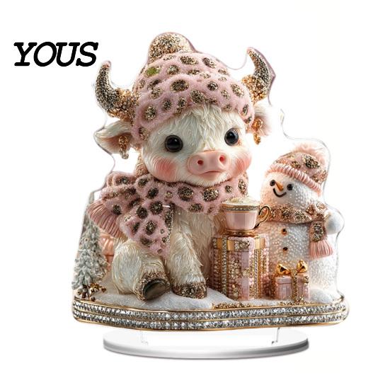 Religious Holiday Gift Christmas Theme 2D Ornament, Double-sided Acrylic Decoration, Desktop Decor Stable Base Ornament for Home Office Table Standing