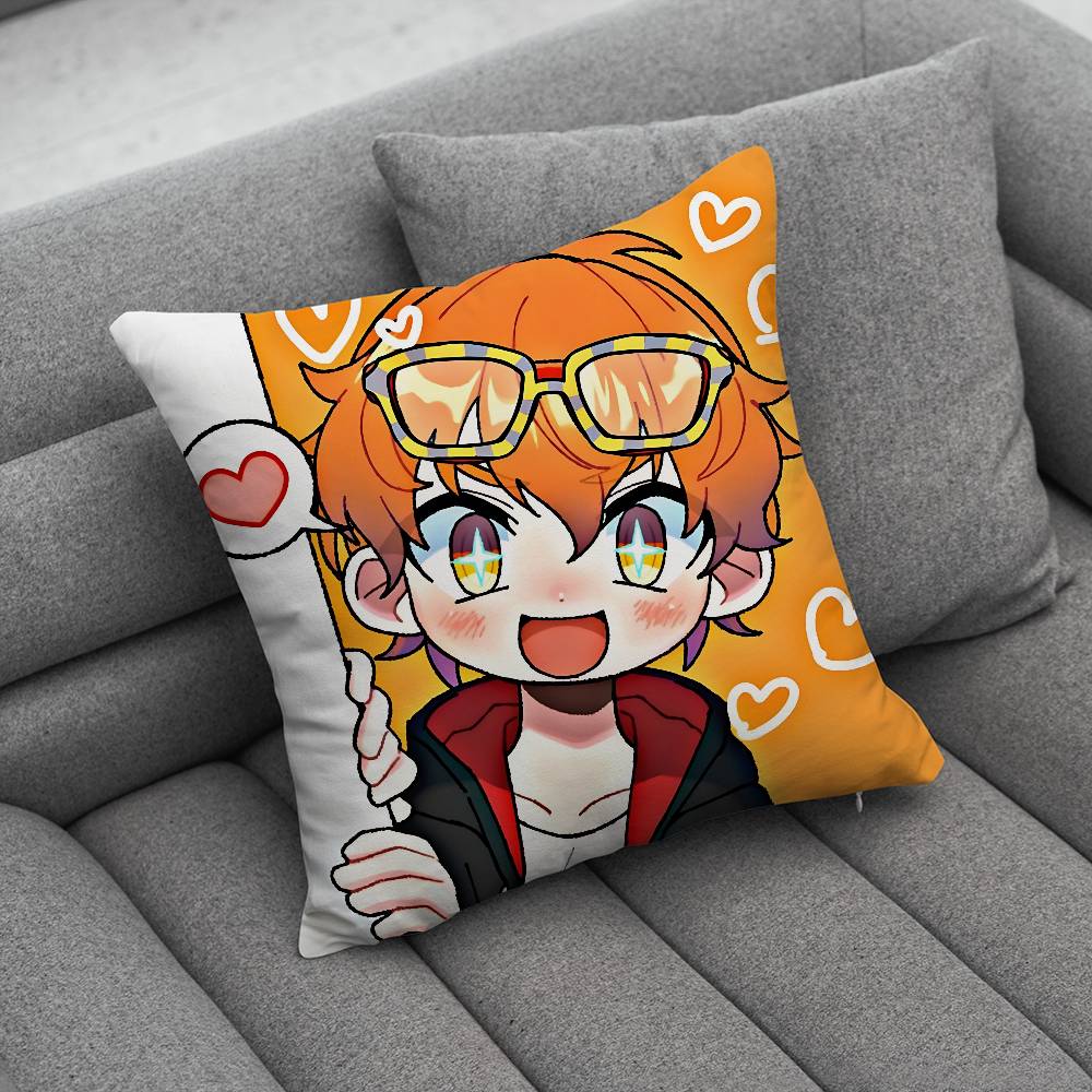 Anime Mystic Messenger Game 707 Pillow Case Antidustmite Pillowcase Invisible zipper silky short plush Sofa cushion cover