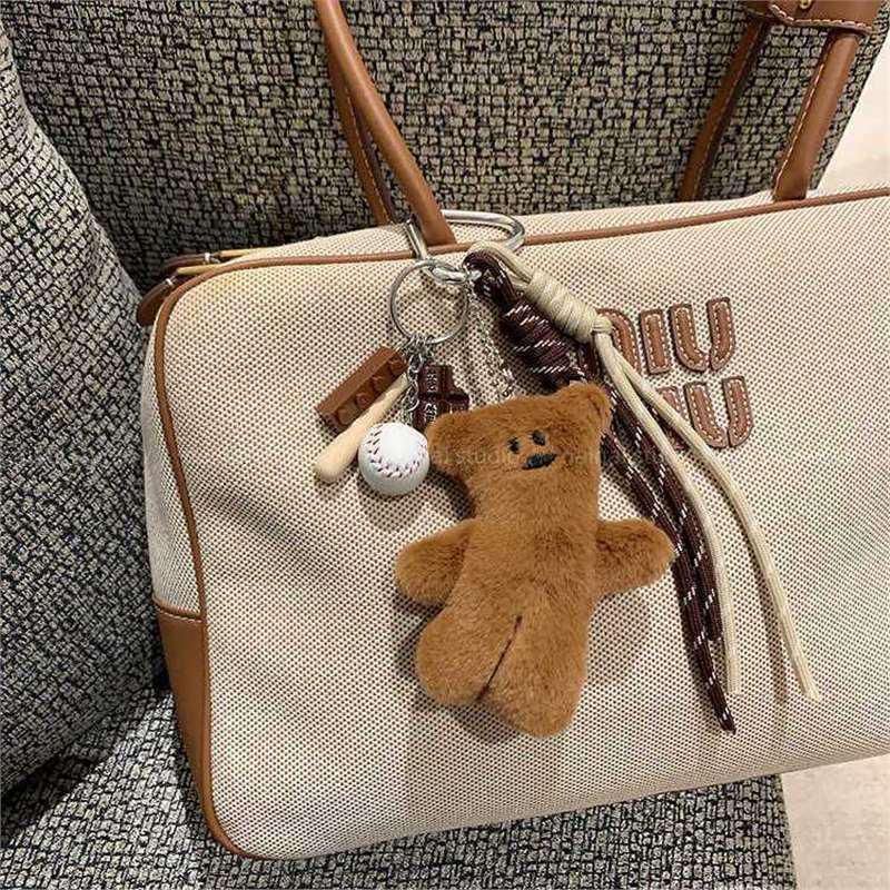 Han Dou Little Bear Pendant – Cute Cartoon Climbing Rope Plush Keychain Charm