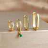 4PCS Luxury Gold Plated U-shape Hoop Earrings Set for Women Geometric Pendant Huggie Punk Unisex Rock Earring Piercing Jewelry