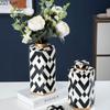Modern Geometric Black and White Striped Storage Jar Household Ceramic Candy Sealed Jar Vase Sundries Container Home Decoration